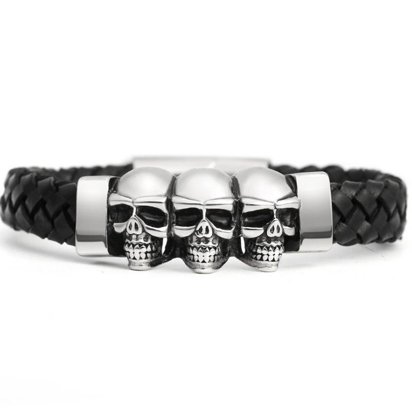 

Bracelet Ghost Men Leather Bracelet Braided Handmade Multilayer Leather Bangles