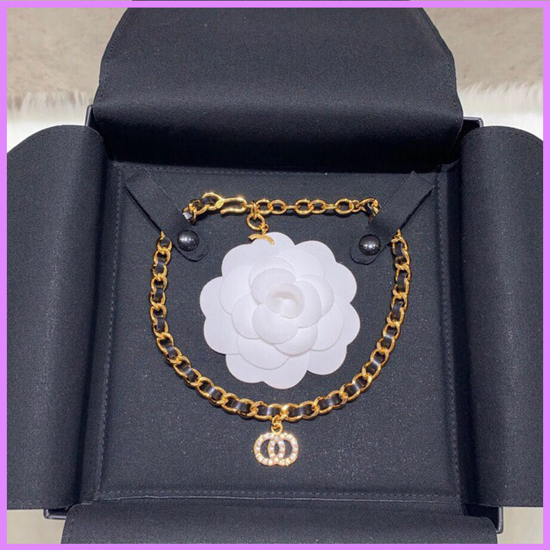

New Women Fashion Chokers Necklace Designer Jewelry Leather Rope Gold Necklaces Accessories Womens For Party With Diamonds NICE D223074F