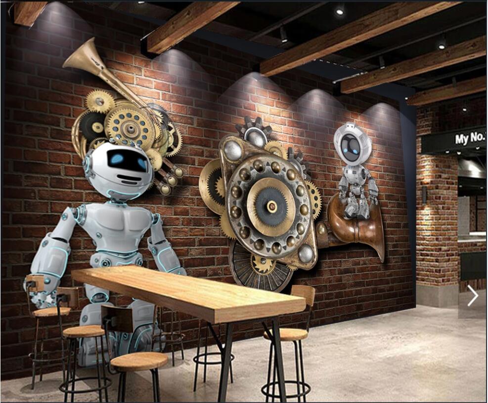 

WDBH 3d wallpaper custom photo Robot bearing wall children's room home decor 3d wall murals wallpaper for walls 3 d in the living room, Non-woven wallpaper