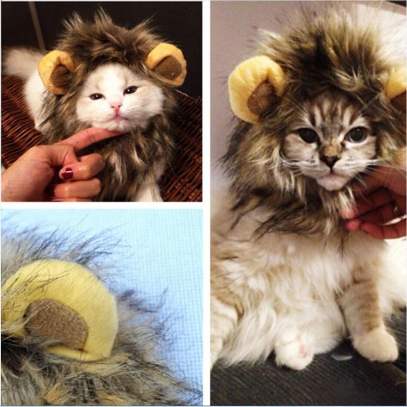 

Funny Cute Pet Costume Cosplay Lion Mane Wig Cap Hat for Cat Halloween Clothes Fancy Dress with Ears Autumn Winter1