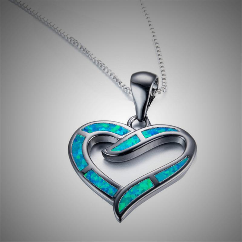 

Pendant Necklaces Love Heart Opal Necklace Bridal Personality Charm Wedding Jewelry