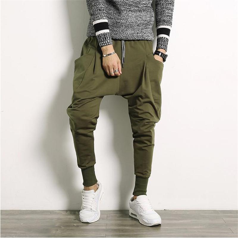

Men's Pants Harlan Feet Elastic Waist Fashion Casual Trend Street Punk Hip Hop Dance Large Size Mens, Black