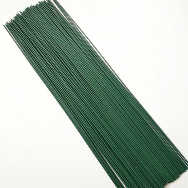 

200pcs 40cm Wire Artificial Silk Flowers Stem DIY Decorative Flower Branches Florist Crafts Artificial Flower Stem(Coff, Green