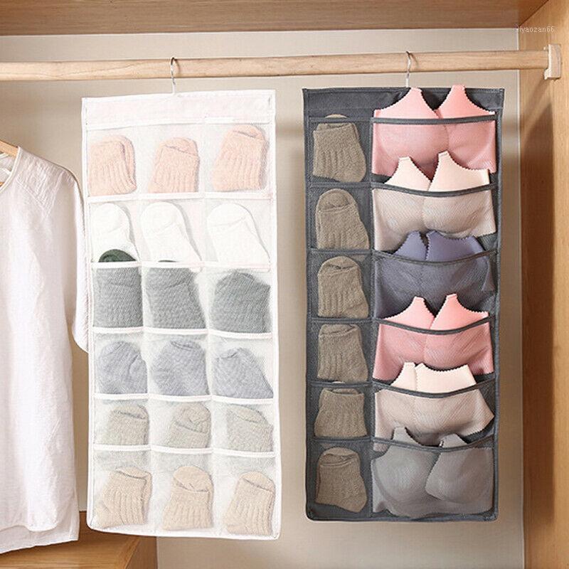 

30Pockets Clear Hanging Bag Socks Bra Underwear Rack Hanger Storage Organizer1