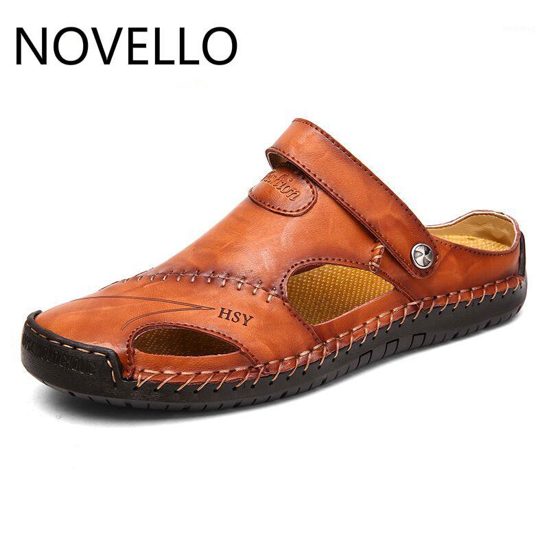 

Summer Sandals Men Leather Classic Roman Sandals 2019 Slipper Outdoor Sneaker Beach Rubber Flip Flops Men Water Trekking1, Maroon