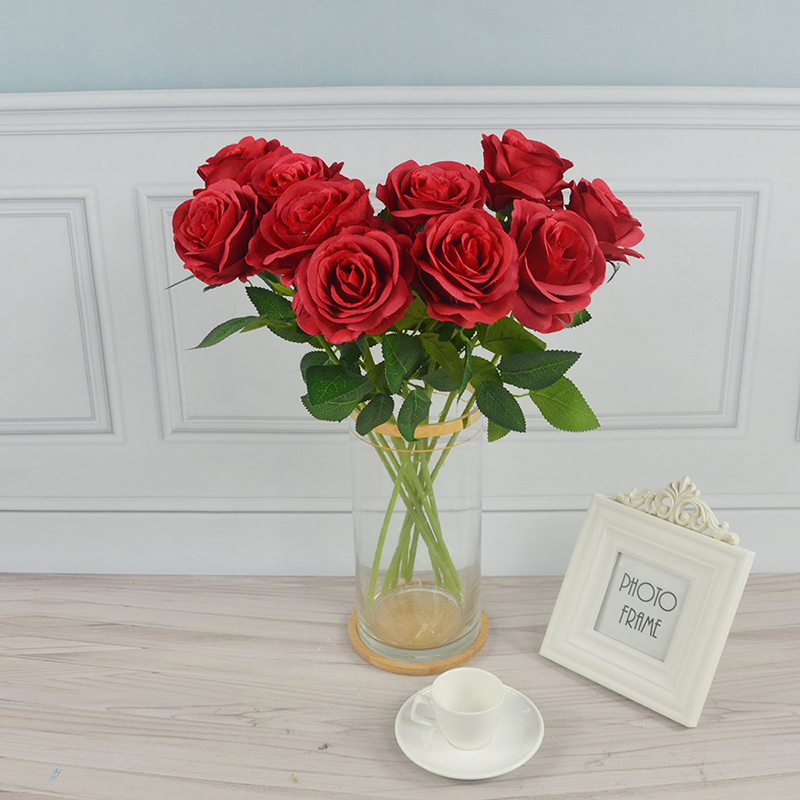 

2020 New sales - 10pcs Artificial Flowers Red Rose Flowers Bouquet for Holiday Party Home Wedding Hot sale flower, 10pcs/lot