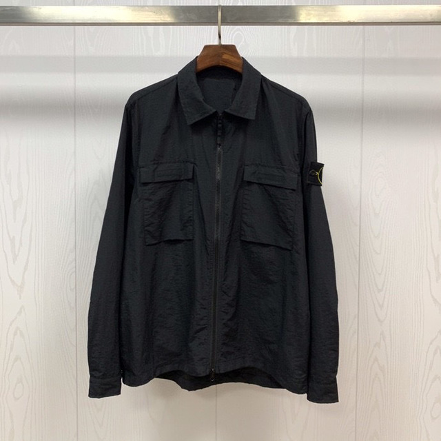 

21SS Spring Compass Badge Sleeve Patched Women Men Pocket Jacket Coat Men Streetwear Turn Down Collars Jacket Windbreaker 01185