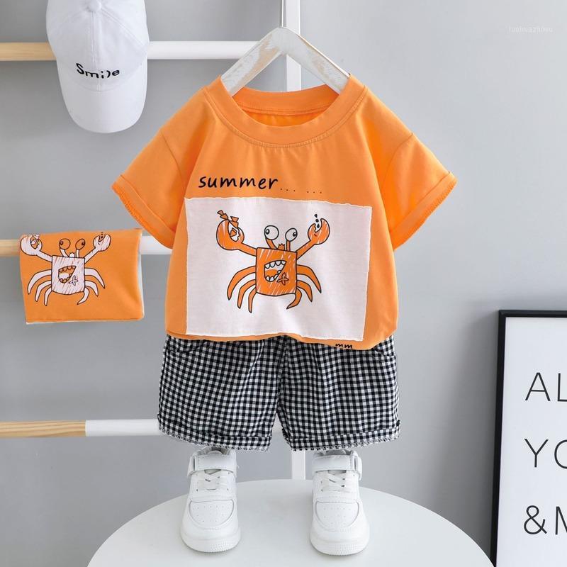 

Toddler Clothes Baby Boys Summer Sets 2020 Summer Holiday Clothing Crab Printed Little Boy Dress 1-4 Years Boy Clothing1, Orange