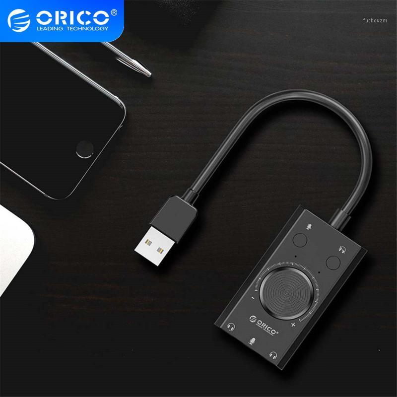 

ORICO Multifunction USB External Sound Card + 1 Microphone Port Jack 3.5mm Adapter Mute Switch Volume Adjustment Free Drive1