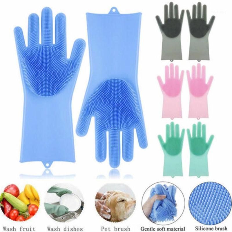 

Silicone Dish Washing Gloves Silicone Cleaning Glove Dishwashing Scrubber Kitchen Tool Gloves Household Cleaning Magic Rubb W7V71