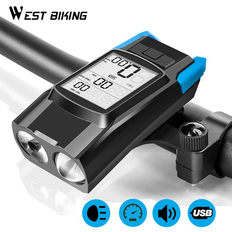 

Bicycle Front Light Set 4000mAh USB Rechargeable Headlight with Speedometer Horn 800 Lumen LED Bike Lamp Cycling MTB