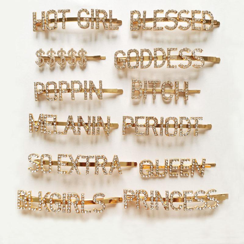 

Hair Clips & Barrettes Gold Crystal Letter Clip Bobby Pin Alphabet Rhinestone Word Girls Words Womens, Golden;silver