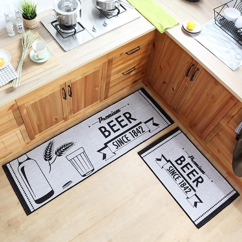

50x80CM+50x160CM 2Pcs Kitchen Floor Mats Polyester Cotton Oil Control Water Absorbing Antiskid Mat Kitchen Rug1, 10