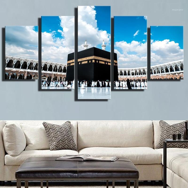 

Dropship HD Printed Poster Wall Art Frame 5 Pieces Islamic Square Canvas Pictures Home Decor Wall Canvas Islamic Art1
