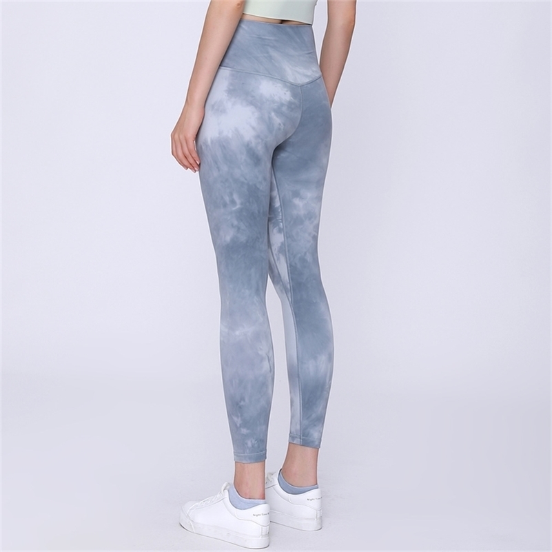 

Women High Waist Tie Dye Buttery-soft Yoga Naked-feel Squat proof Leggings Tummy Control Workout leggings 4 Way Stretch tight 201202, Red glaze