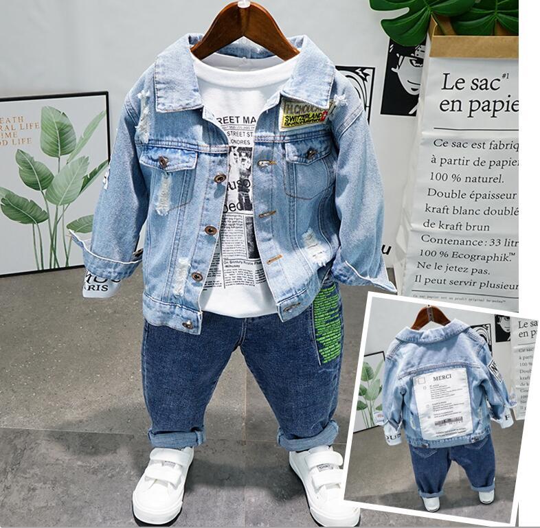 

Kids Clothes Autumn Baby Boys Clothes Sets Denim jackets,T-shirts and jeans Sports Suit Winter Children For Toddler 2-6Y, 3pcs set