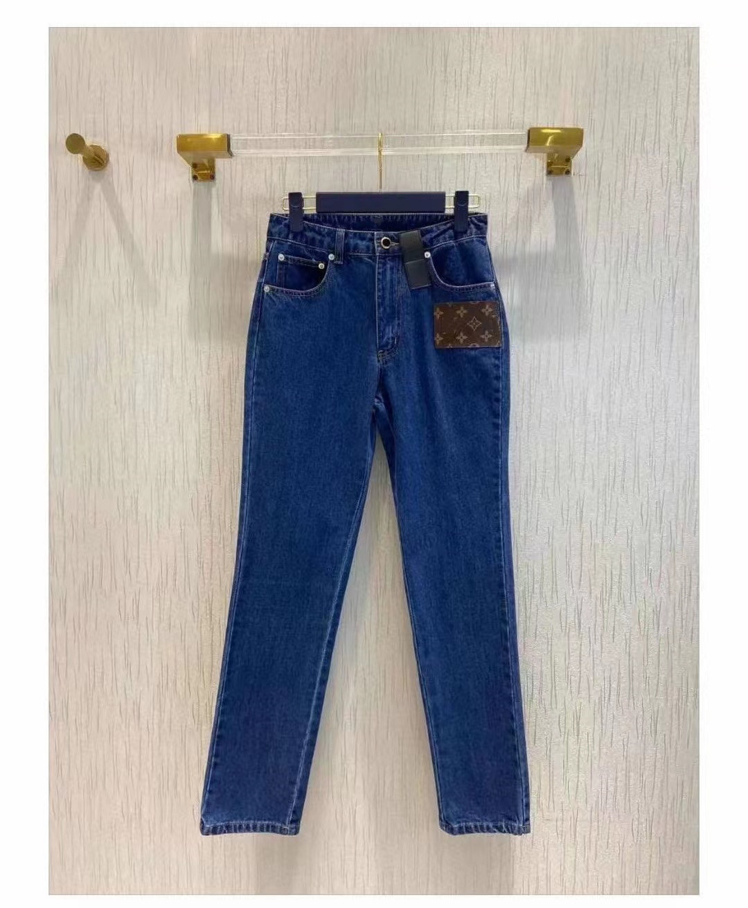 

Designer Jeans 2022 Spring Summer Fashion Print Panelled Brand Same Style Pants Luxury Women' Clothing 0303-3, Blue