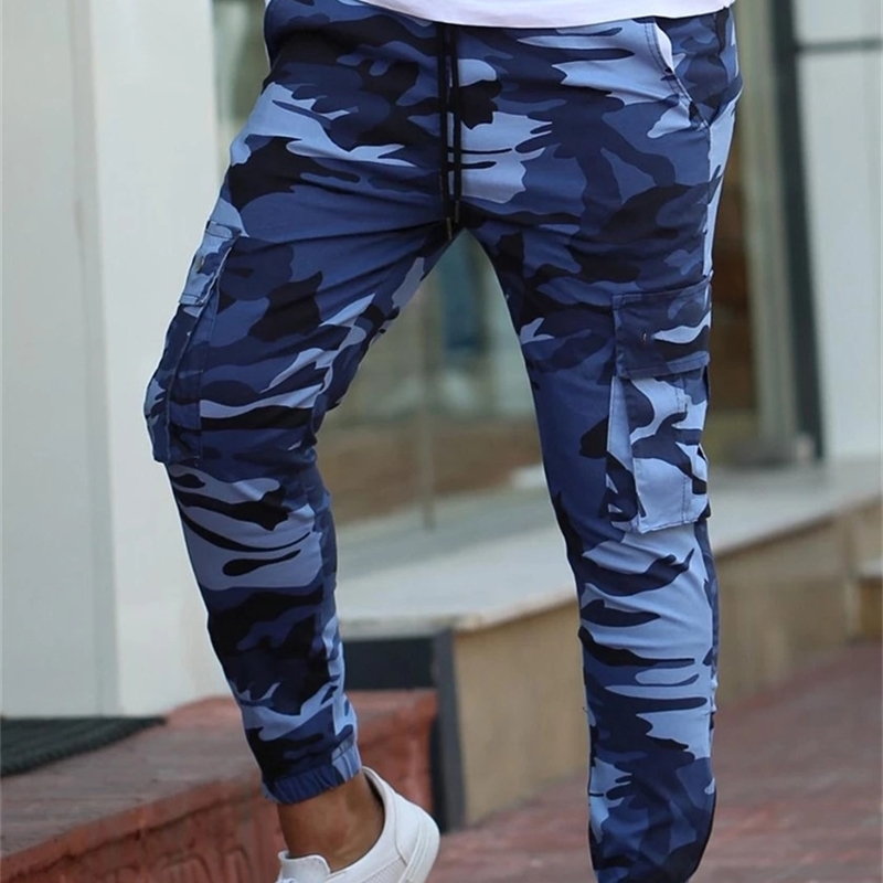 

Color Camo Camouflage Cargo Pants Men Women Casual Streetwear Pockets Jogger Blue Tactical Sweatpants Hip Hop Trouser Y201123, Black