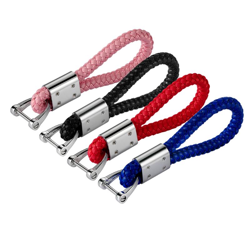 

Keychains Leather Braided Woven Rope Car Keychain Keyring Waist Hanging Solid Auto Key Chain Ring Holder Styling Accessories