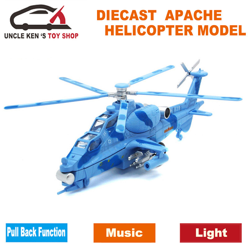 

Aircraft, Diecast Military Apache Airplane, Helicopter Metal Model Avion, Kids Boys Toys With Pull Back Function/Music/Light