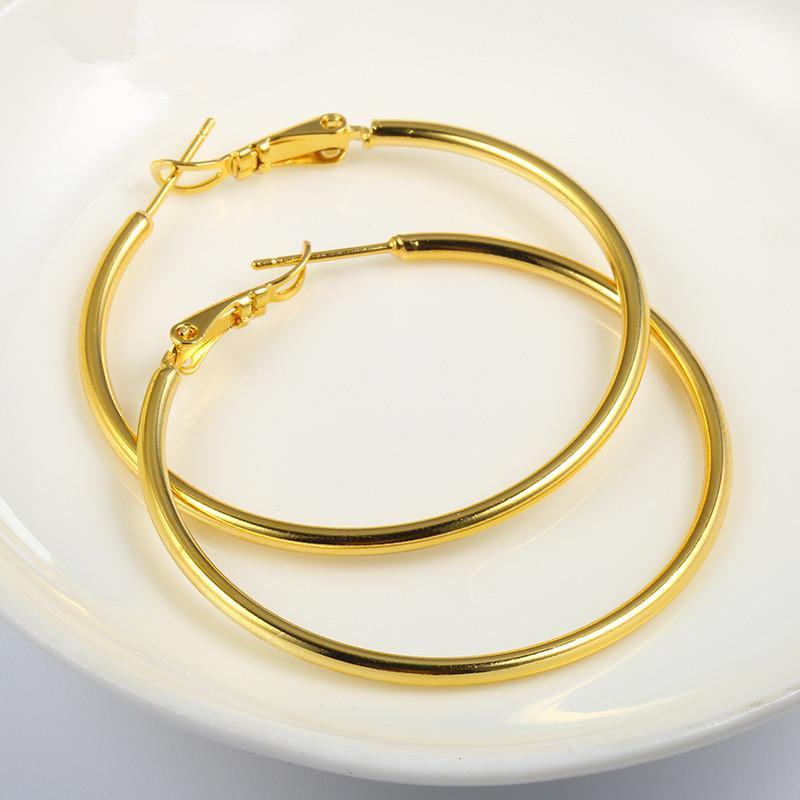 

Personality Large Hoop Earrings Yellow Gold Filled Womens Daily Wear Earrings 42mm*42mm1, Golden;silver