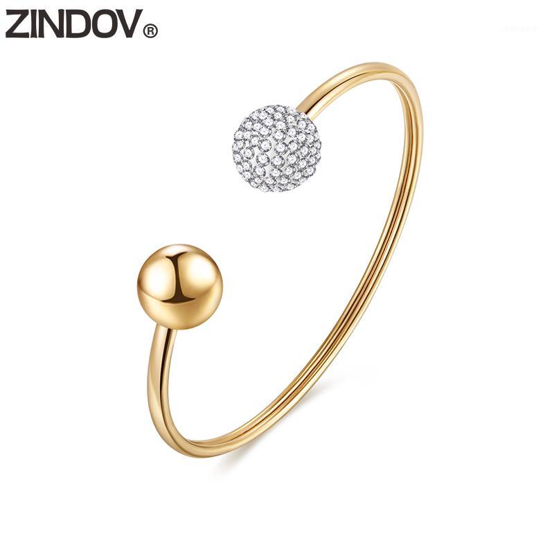 

ZINDOV Gold Bracelets Bangles Stainless Steel Vintage Rose Gold Women Jewelry Crystal For Women Mothers Day Gift Hot1