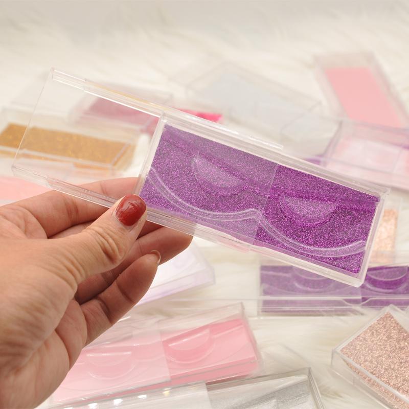 

wholesale eyelash case lash packaging box custom logo faux cils plastic Acrylic slide drawer clear case with tray glitter vendor