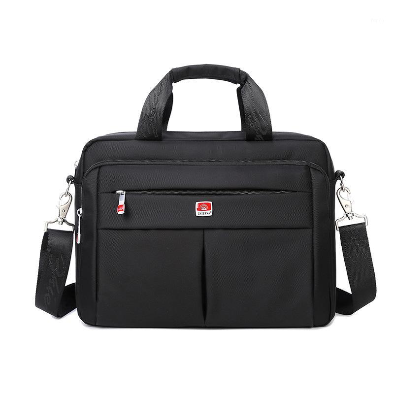 

Briefcases Wholesale- Portable 14" Laptop Bags Crossbody Briefcase Business Men Bag Bolsas Homme Large Capacity Oxford For B461, Black