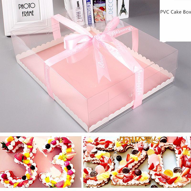 

super large transparent packaging box flower cupcake flower gift boxes cases birthday cake box red single layer cake containers1