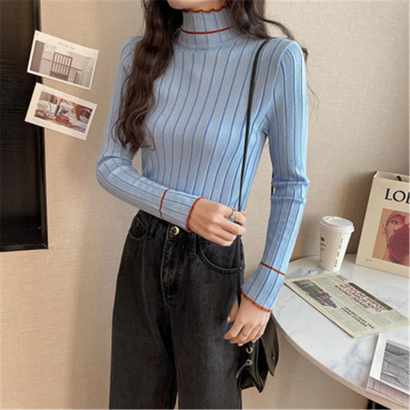 

Women's Sweaters Knitted Pullover Womens Fashion Autumn Half High Neck Bottoming Shirt T-shirt OL Loose Sweater Thick Solid Basic Women, White;black