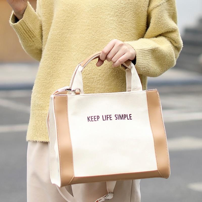 

Fashion Women's Canvas Letter Handbags Brand Designer Large Capacity Shopping Bags Ladies Beach Travel Shoulder Bags Tote 2021, Black
