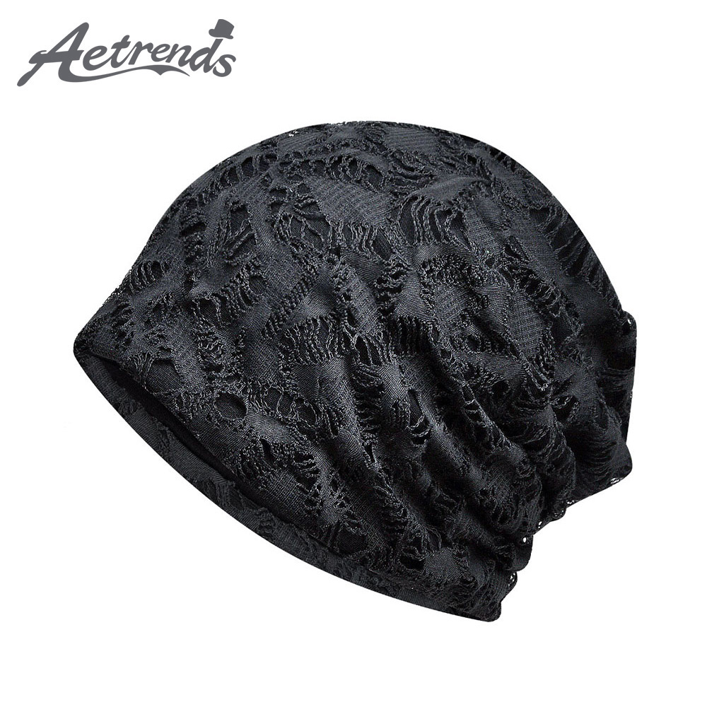 

AETRENDS] Slouch Lacce Beanies For Women Warm Scarf Cap Beanie Hat Bonnets Z-10161, Black