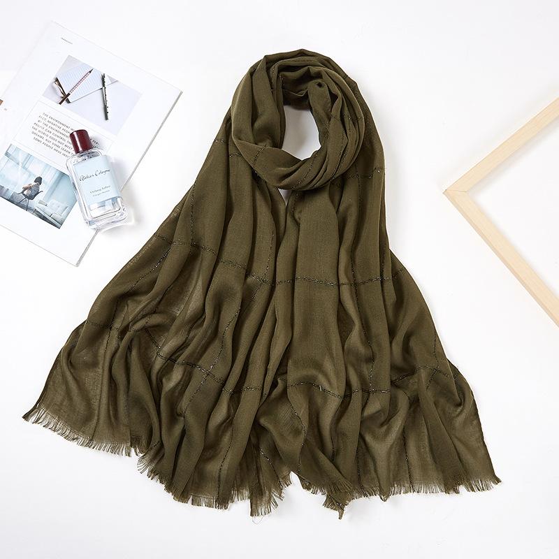 

New Fashionable Muslim Plain Hijab Scarf Women Headband Glitter Stripe Long Shawls Scarves Arab Islamic Free Shipping