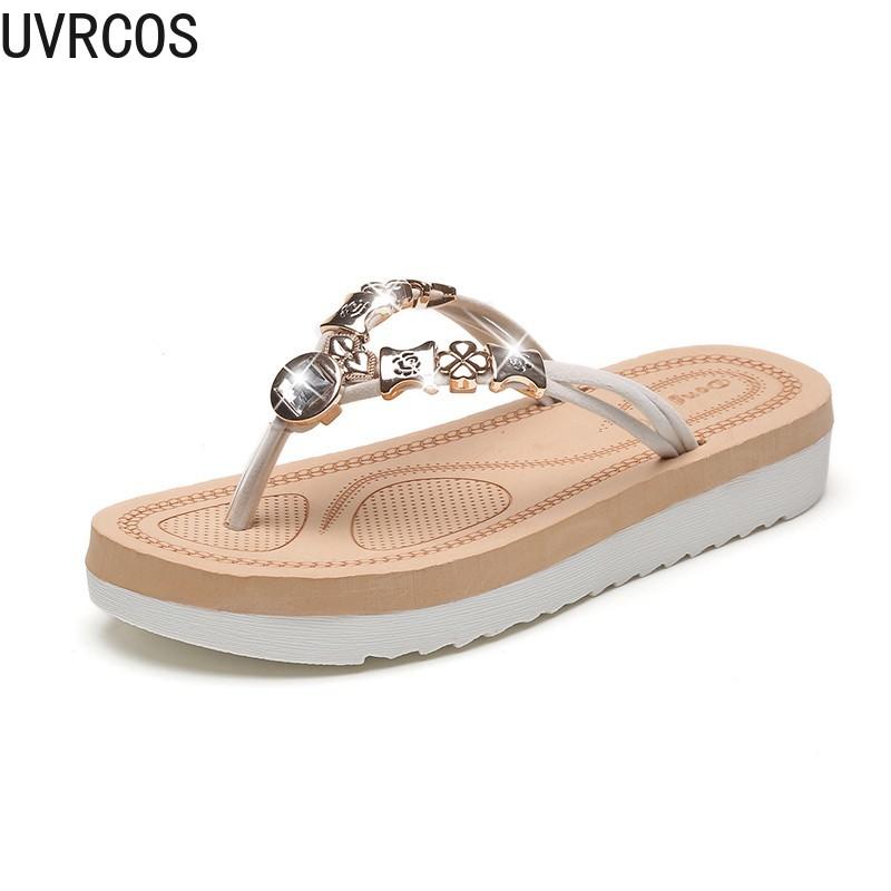 

New Women's Word Slippers Fashion Wild Simple Vamp Rhinestone Metal Decoration Trend Wild Platform Slippers 2021, Blue