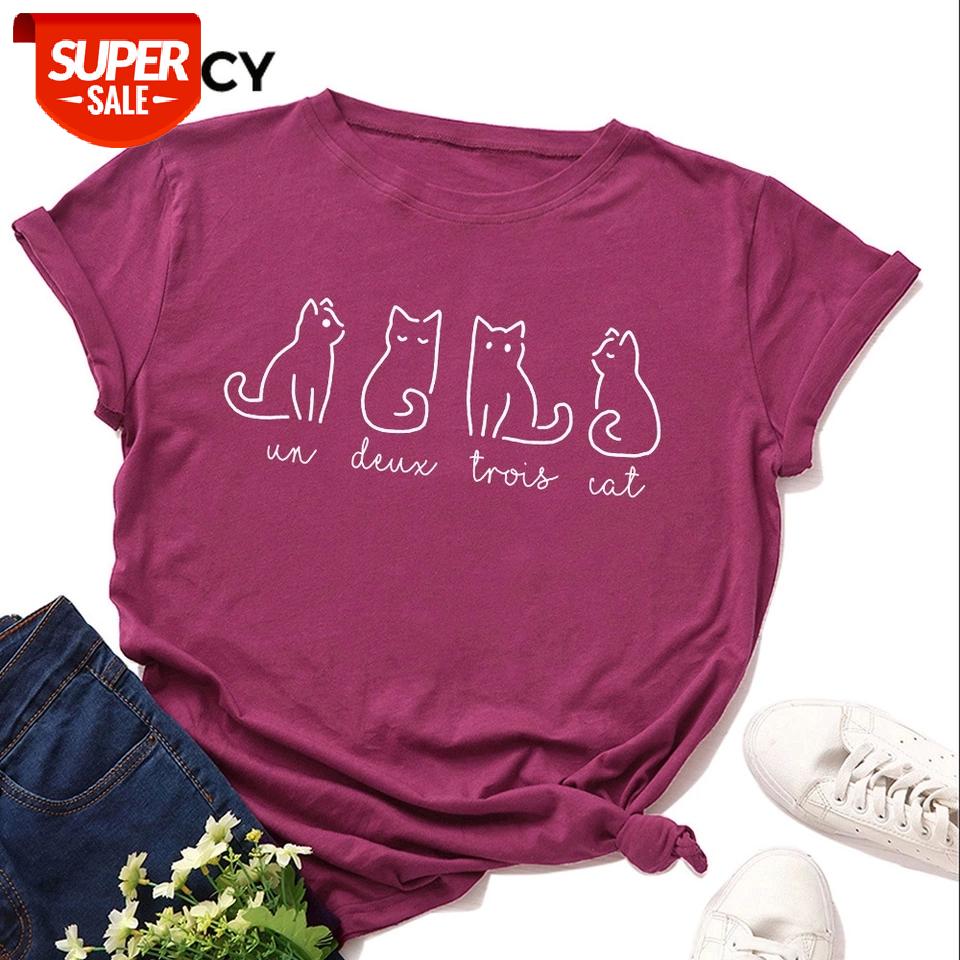 

JFUNCY Plus Size Summer T-shirt Women Cotton T Shirt Lovely Cat Printed Tshirt Short Sleeve Loose Woman Tops Female Tee Shirt #sv6C, White