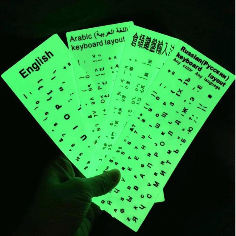 

Luminous Keyboard Russian Stickers English Fluorescent Light Mechanical Keyboard Matte Sticker For Night Line Convenient Waterpf