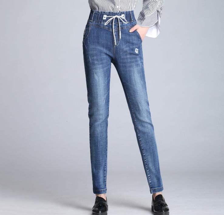 

Breeze New Spring Women Hare Elastic Waistband Skinny Pants Anah, Blue