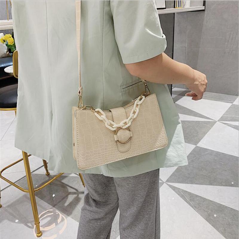 

2021 new fashion versatile messenger bag color contrast shoulder bag armpit summer leather popular women's, Beige