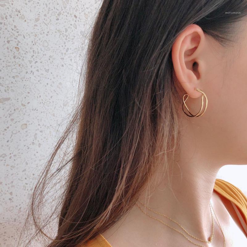 

INS Women's hot 100% Authentic 925 Sterling silver Open Double Rows Twist roped Weave Stud earrings FINE jEWELRY TLE6131