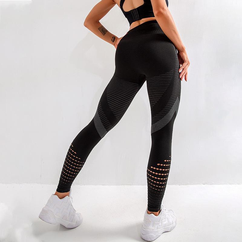 

High Waist Fitness Gym Leggings Women Seamless Energy Tights Workout Running Activewear Yoga Pants Hollow Sport Trainning Wear1, Black
