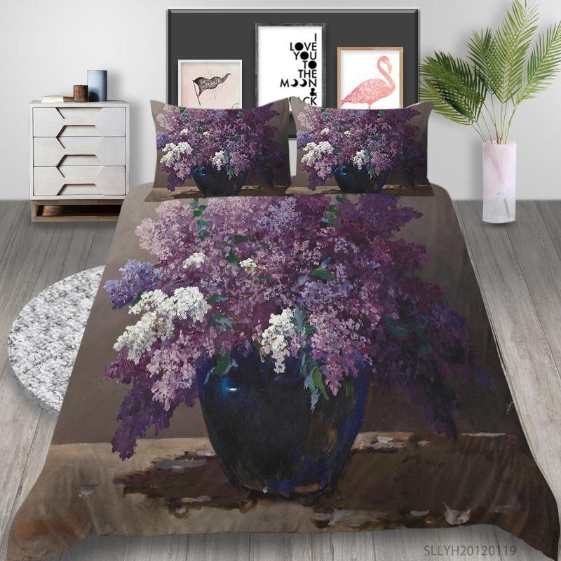 

3D Quilt Cover Set Colorful Paintings Print Bedding Set King Queen Polyester Bedclothes 2/3 Pcs Dropship, Style 2