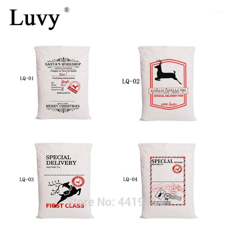 

Luvy Christmas Bag 30pcs/lot Wholesale Santa Sacks 6 Styles Big Santa Claus Party Kids Drawstring Canvas Christmas Gift Bag1