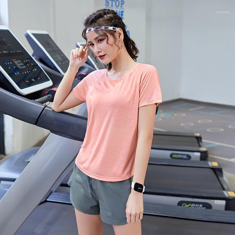 

Round neck workout clothes women' running and thin sports tops quick-drying breathable yoga clothes shortsleeved T-shirt women1, Black