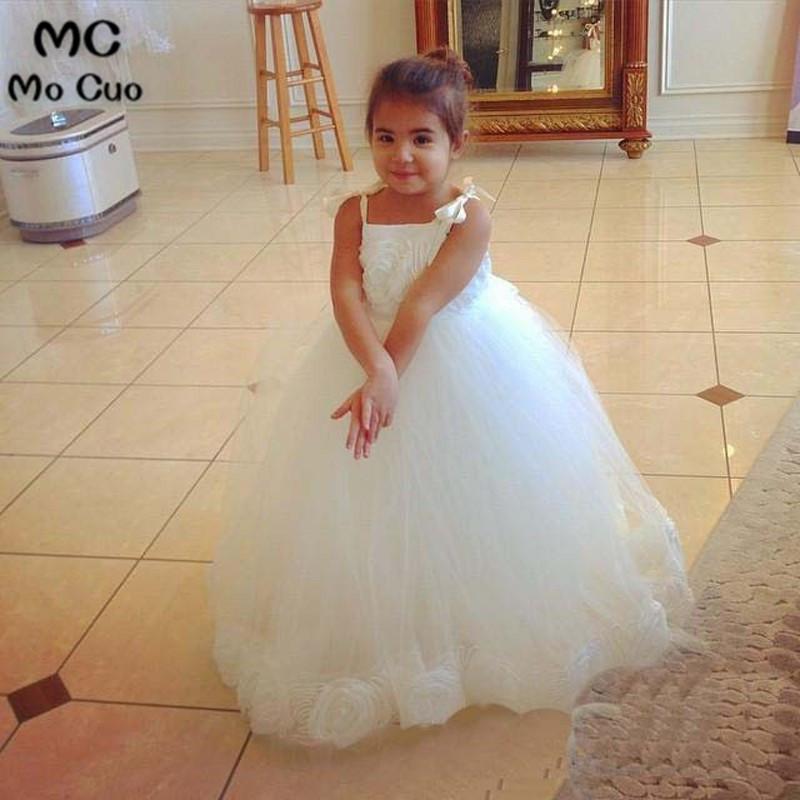 

Cute Amazing 2020 Ball Baby Communion Dresses For Girls Flowers White Straps Flower Girl Dresses Baby Girl Tutu Dress, Blue