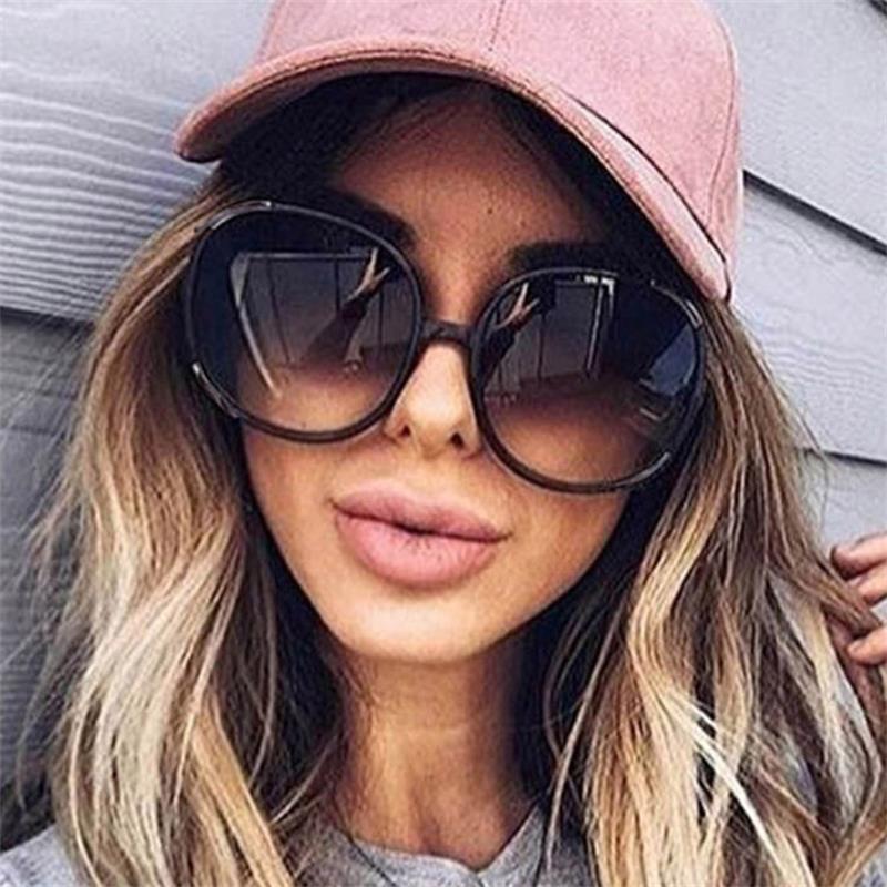 Oversized Round Womens Sunglasses Brand Designer Brown Gradient Vintage Mens Shades Big Glasses lunette soleil UV400