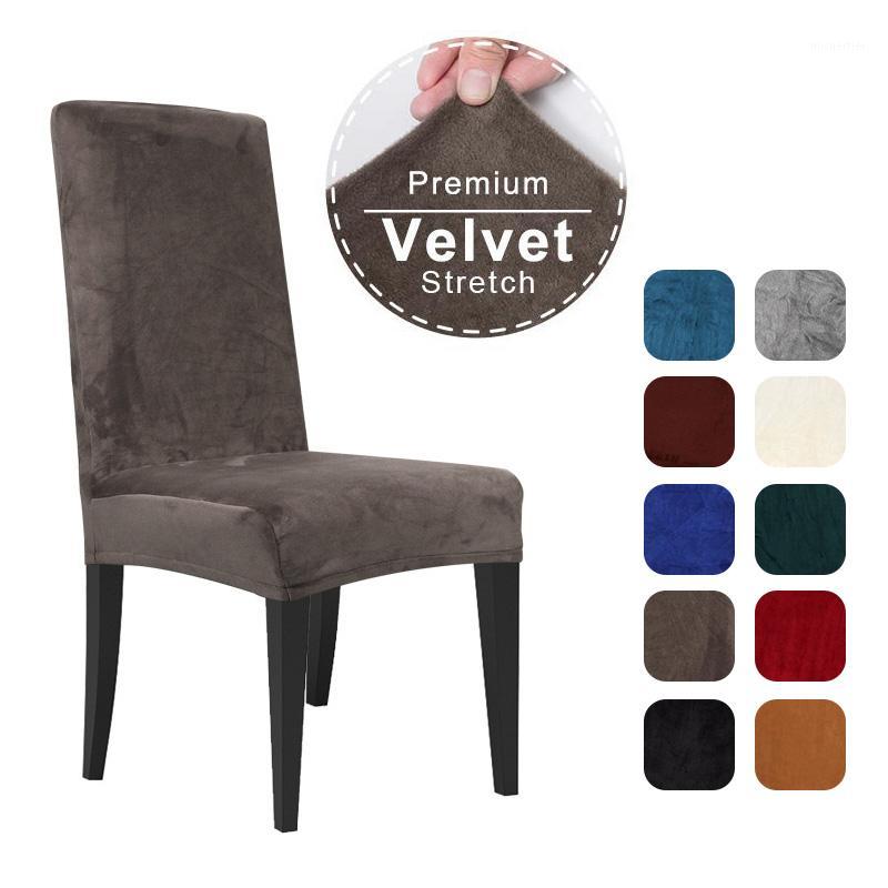 

Velvet Dining Chair Cover Spandex Elastic Chair Slipcover Case for Chairs Office Wedding Dining Room Cover Stretch1