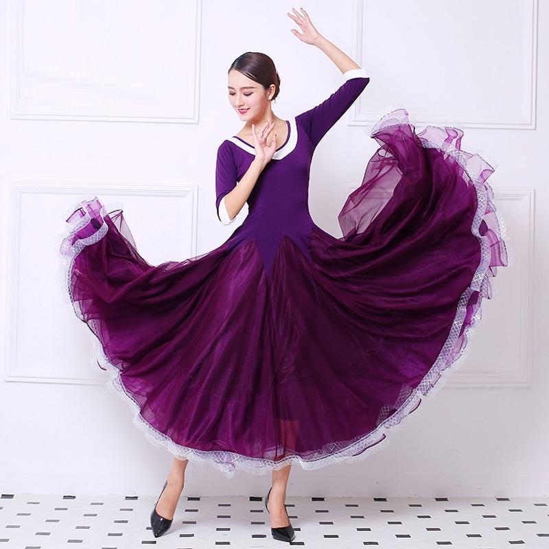 

Waltz Dress Dance Wear Ballroom Dance Costumes Flamenco Dress Violet Ballroom Woman Standard Dresses Rumba Costumes, As photo