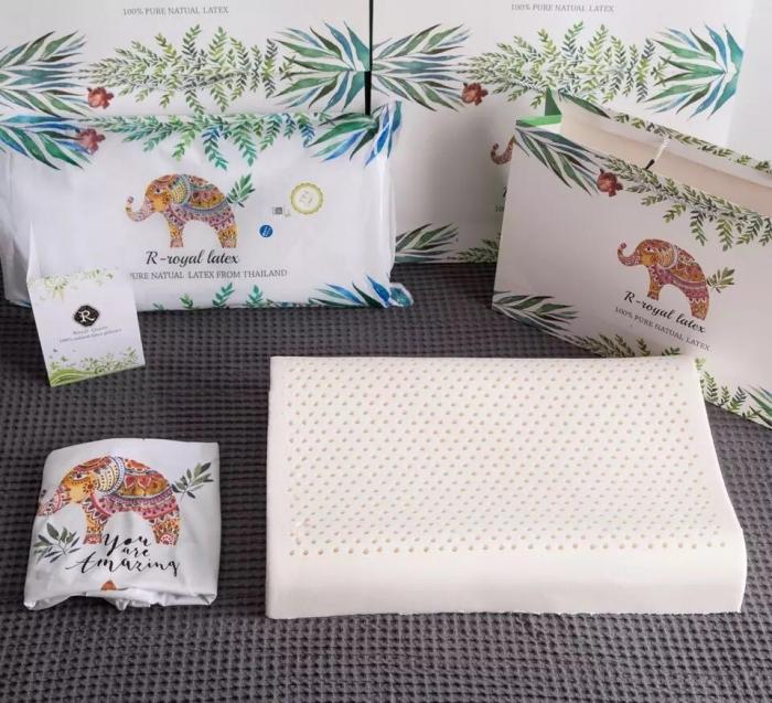 

8H Natural Latex Massage Pillow Spa Sleeping Cervical Massage Health neck pillow Bonded Head Care with Case 60x40cm