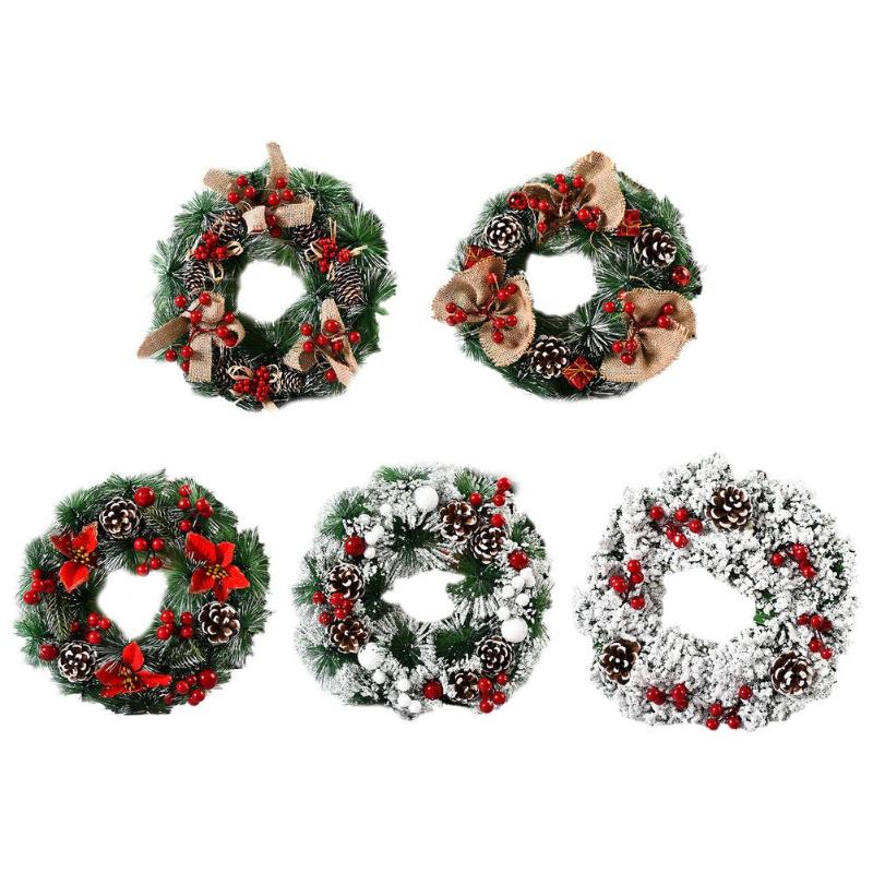 

Simulation Garland Arrangement Festival Ornament Christmas Wreath For Front Door 32CM Christmas Decoration Wreath Pendant Hawaii