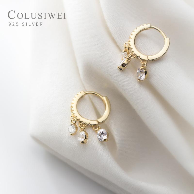 

Hoop & Huggie COLUSIWEI Trendy 925 Sterling Silver Shiny Zircon Tassel Earring For Women Luxury Wedding Engagement Original Fine Jewelry